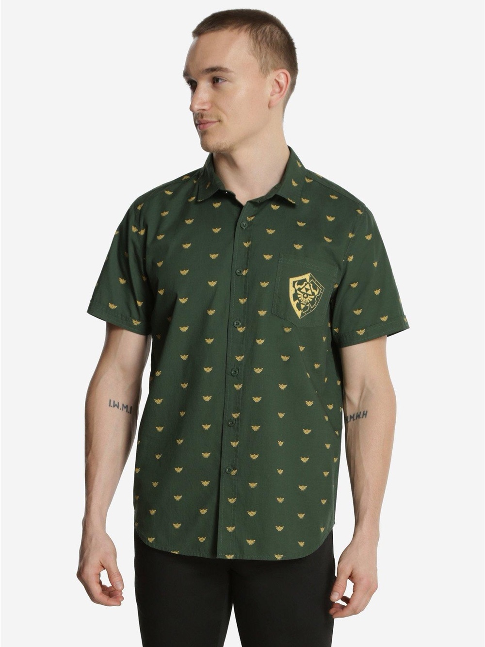 Nintendo The Legend Of Zelda Allover Print TriForce Woven Button-Up